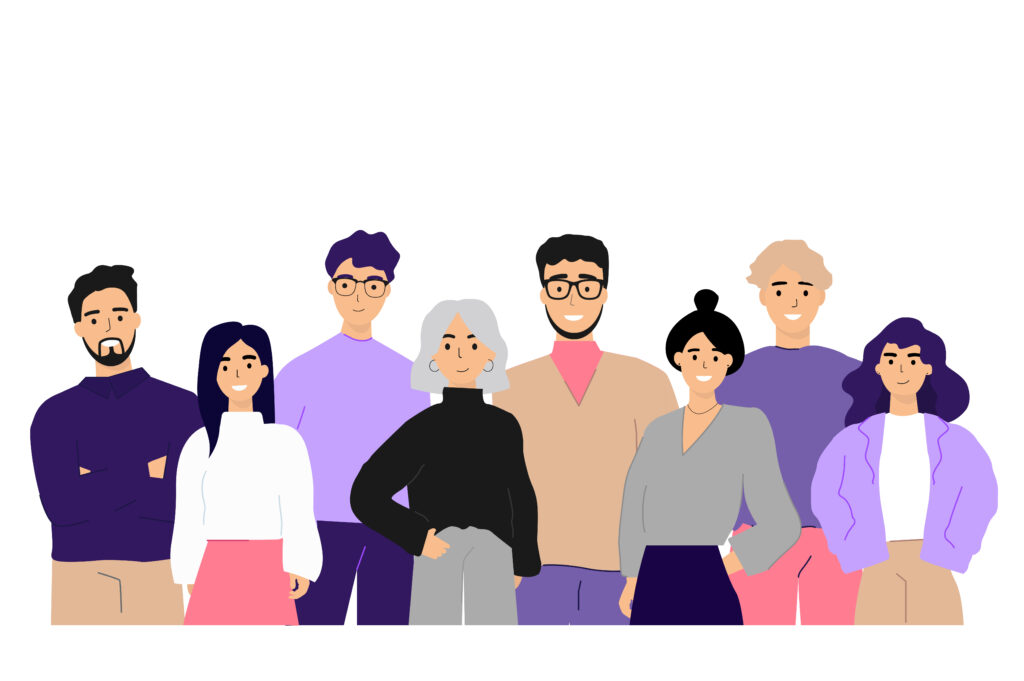 corporate portrait of office workers and employees